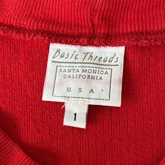 Basic Threads Santa Monica CA Red Boxy Cropped Oversized Cotton Ribbed Top 1 L - Picture 2 of 12